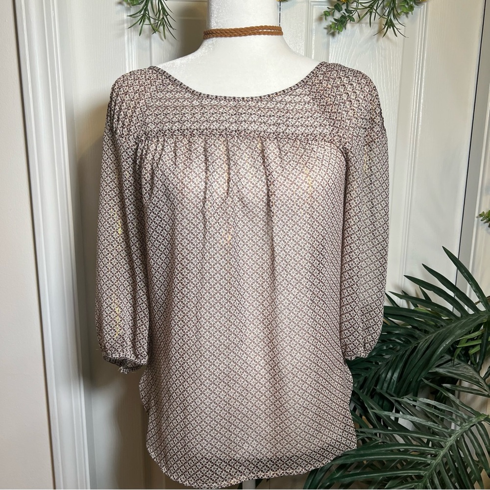 Lauren Conrad Floral Gold Accent Blouse